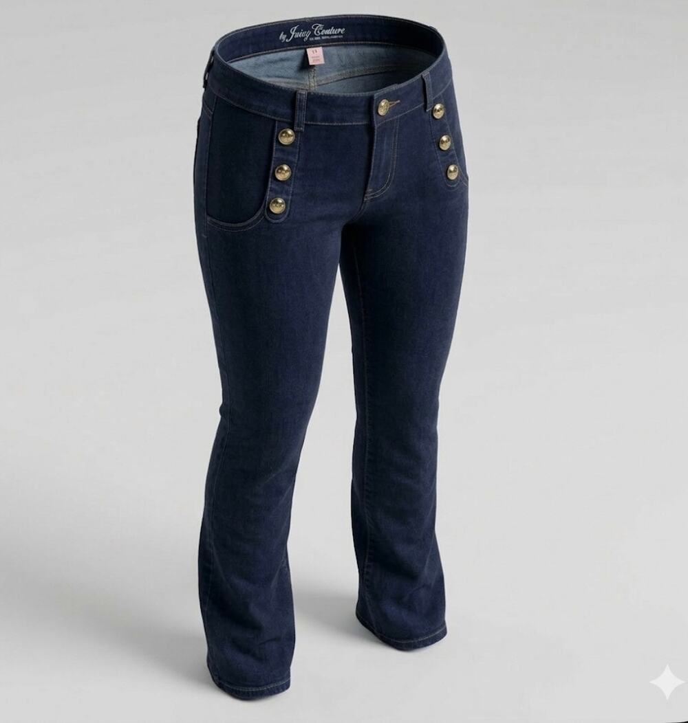 Juicy Couture Girls Bootcut Jeans Size 14 Dark Wash NWT Stretch